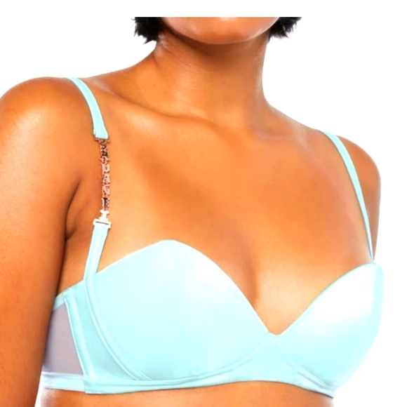 Savage X Fenty RARE Balconette Mint Green Sharp Satin Bralette XL 36DDD 38C 38D - Picture 2 of 11